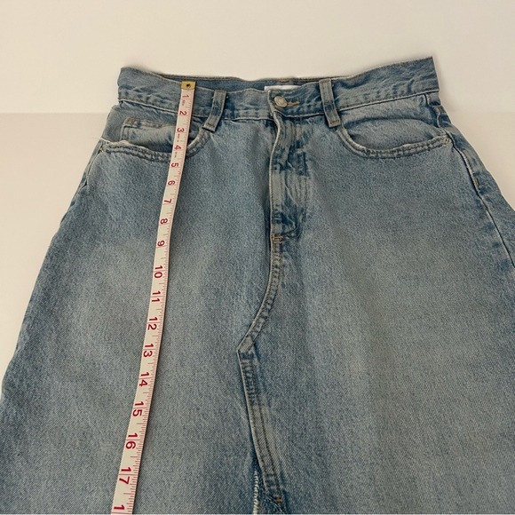 Zara Long Distressed Raw Hem High Waist Maxi Denim Jean Skirt Size Small - Picture 9 of 12